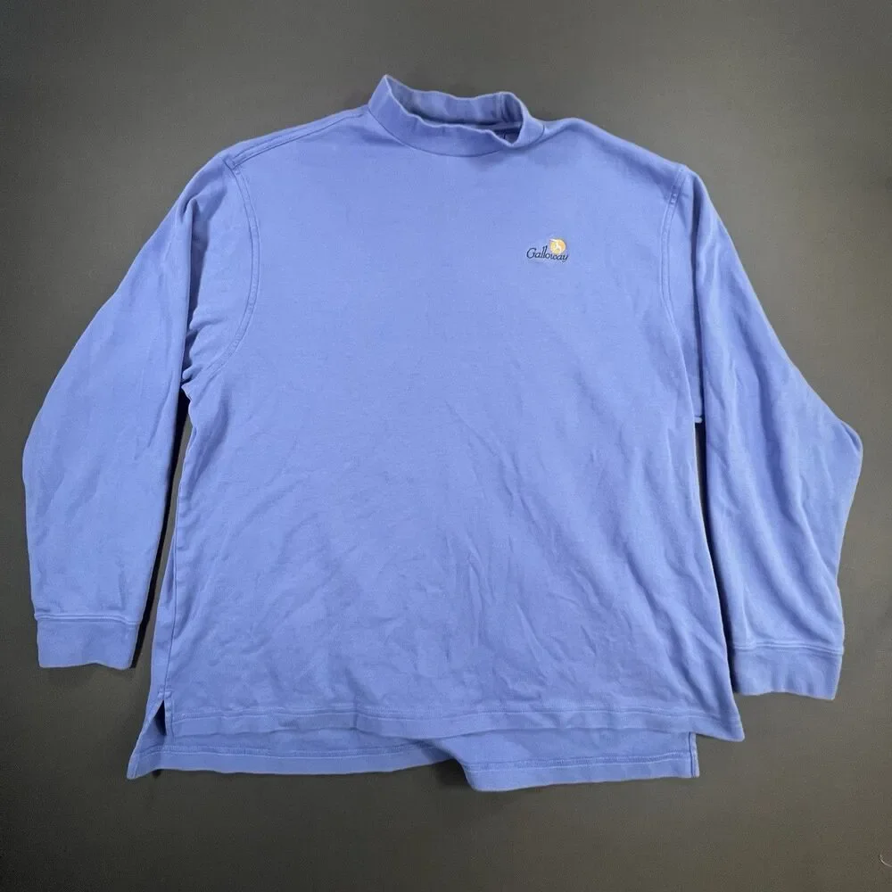 Bobby Jones Galloway Mock Neck Pullover Mens XXL Blue Peruvian Pima Cotton Golf